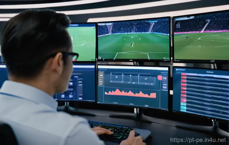 스포츠 경기 분석 방법 - **Prompt:** Inside a high-tech sports locker room or a dedicated strategy room, a diverse group of s...