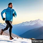 고지대 훈련의 생리학적 효과 - A detailed illustration of a male athlete training at high altitude in the Andes Mountains, wearing ...